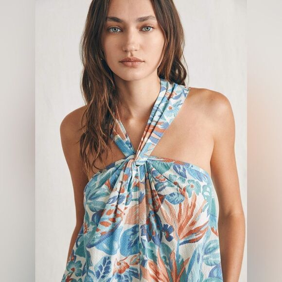 Faherty Bay Twist Dress Paradise Blossom Floral Front Slit Sleeveless Size XL - Picture 2 of 12